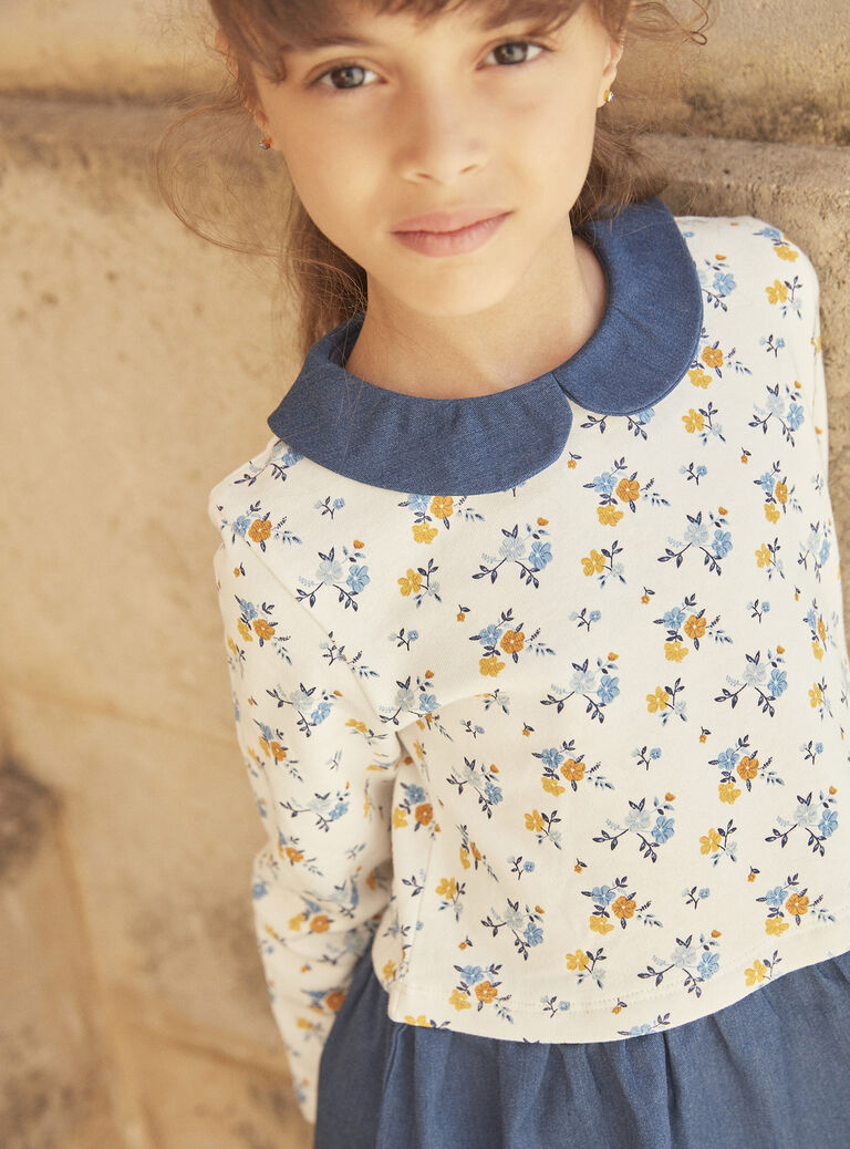 Robe sweat écrue en molleton gratté et coton