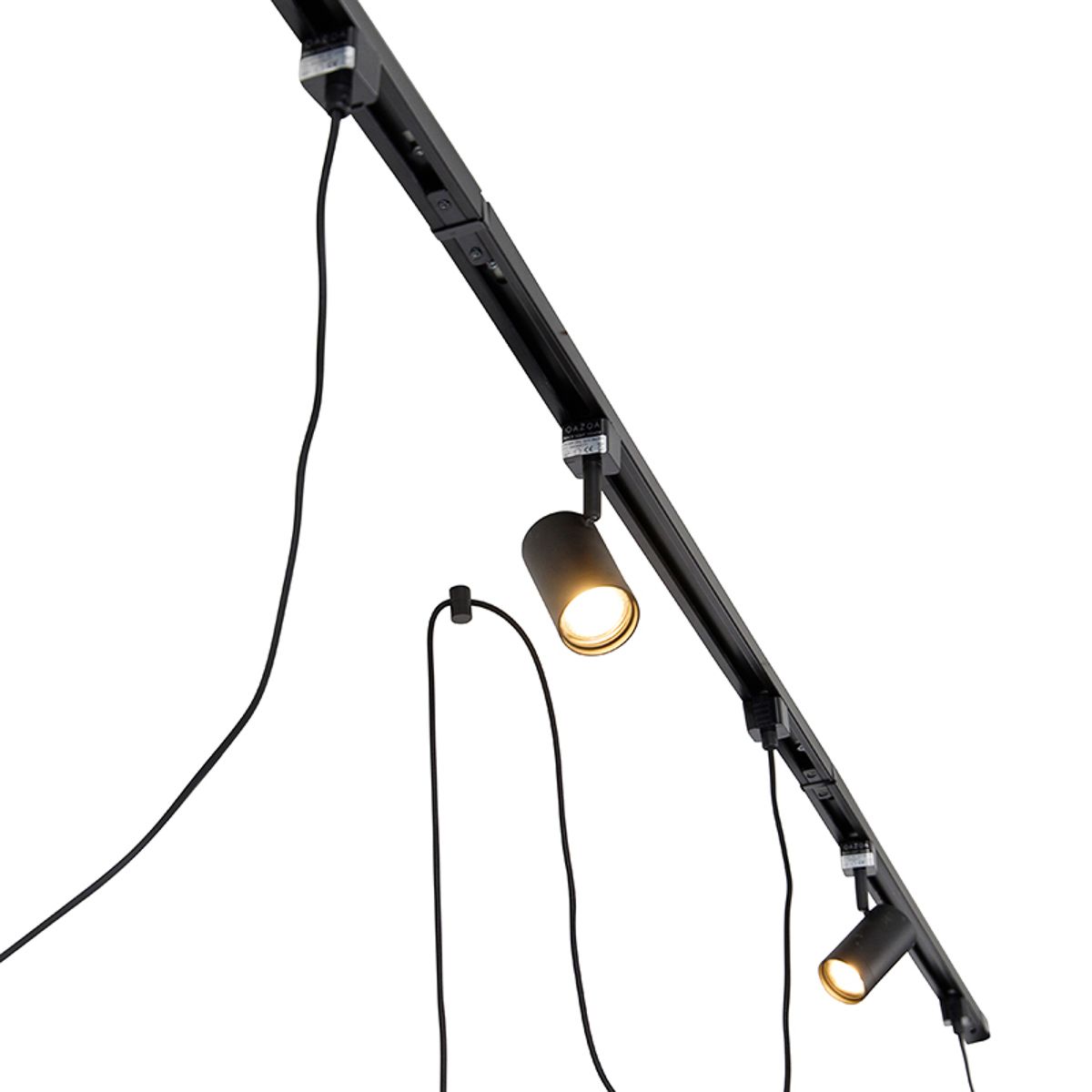 Modern railsysteem met 3 spots en 3 hanglampen zwart 1-fase - Iconic Cavalux Jeana