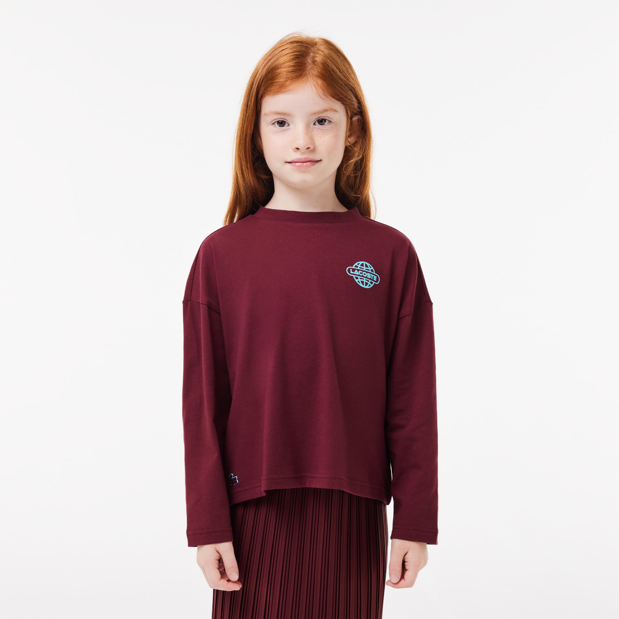 T-shirt avec imprimé en jersey épais de coton Hauts - Rouge - Lacoste - Fille
