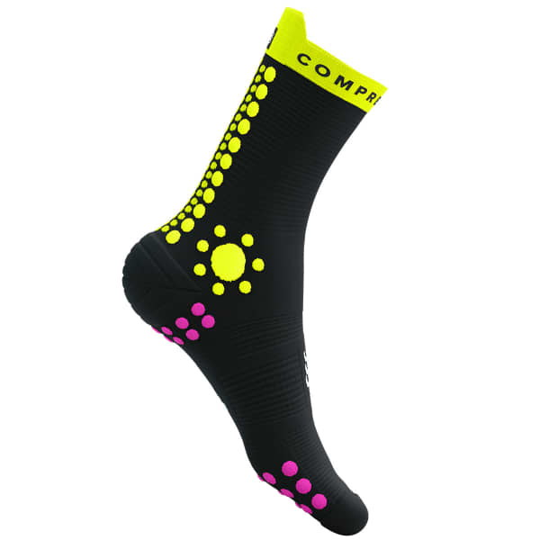 Chaussette running COMPRESSPORT PRO RACING SOCKS V4.0 TRAIL BLACK/SAFETY YELLOW/NEO PINK