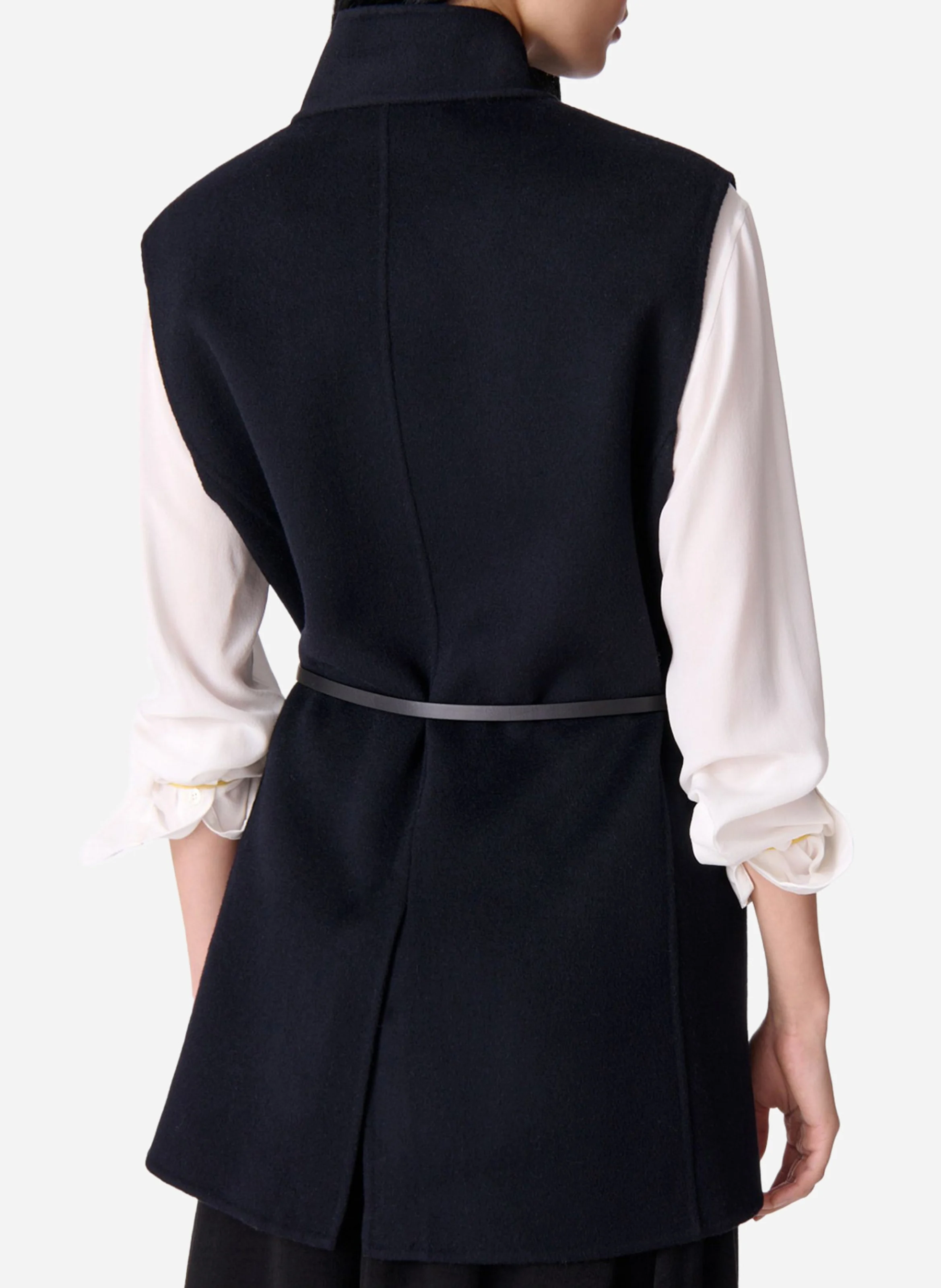 JUD - Veste tailleur ceinturée en laine mélangée| Bleu