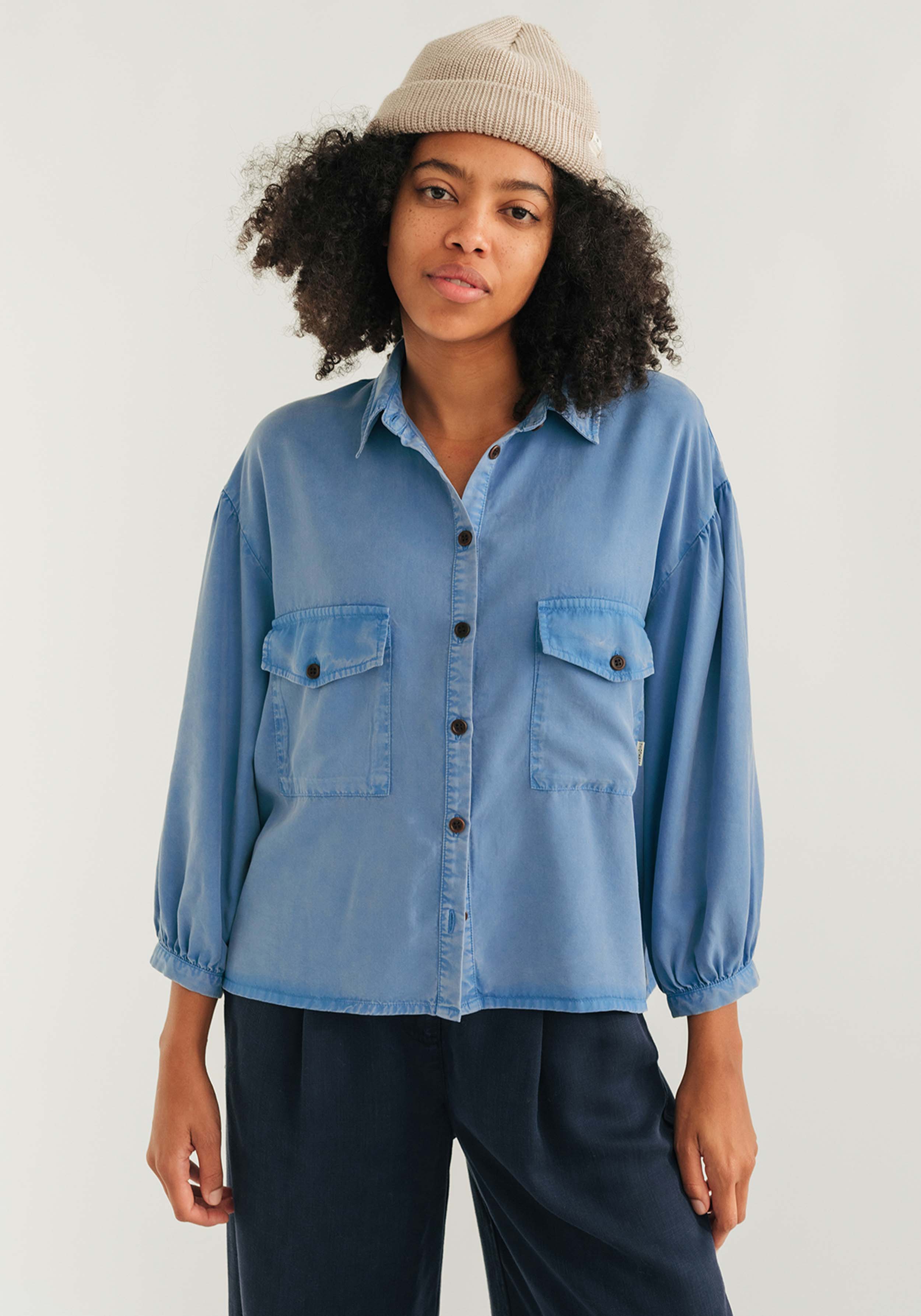Twothirds Bluse Hamushin Washed Blue