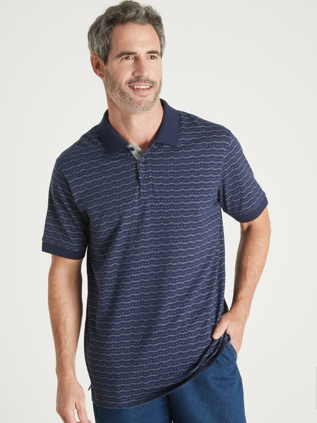 Polo manches courtes à motif jacquard
