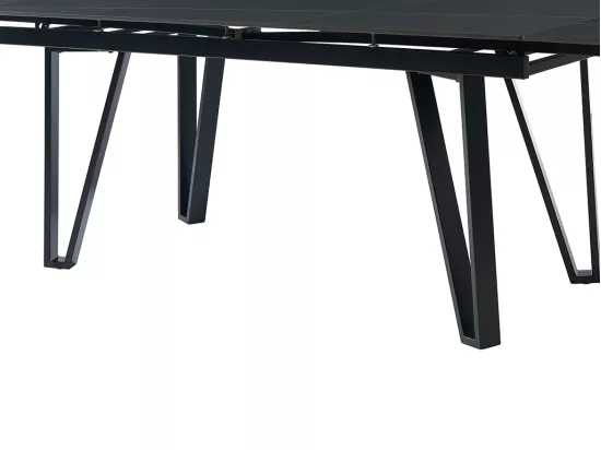 Table à manger extensible 6 à 10 personnes en céramique et métal - Effet marbre noir - SARINO