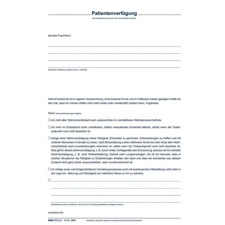 RNK Verlag Verlag Patientenverfügung C5