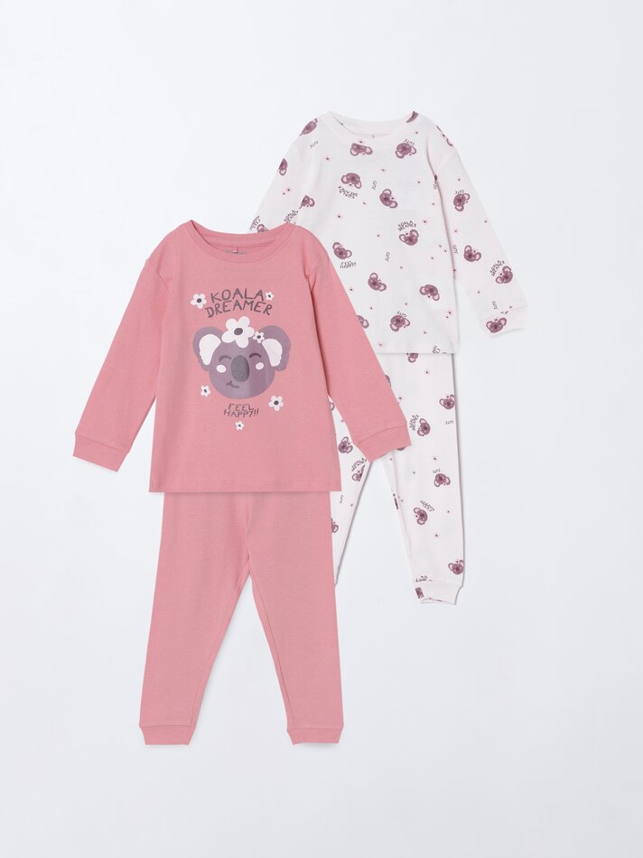 Conjunto com 2 pijamas combinando - Rosa Claro