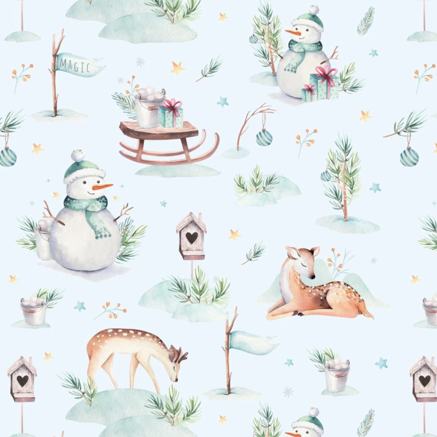 Nikima Geschenkpapier 5 Bögen Winterland – 1,60€qm Größe: - 84,1 x 59,4 cm bunt