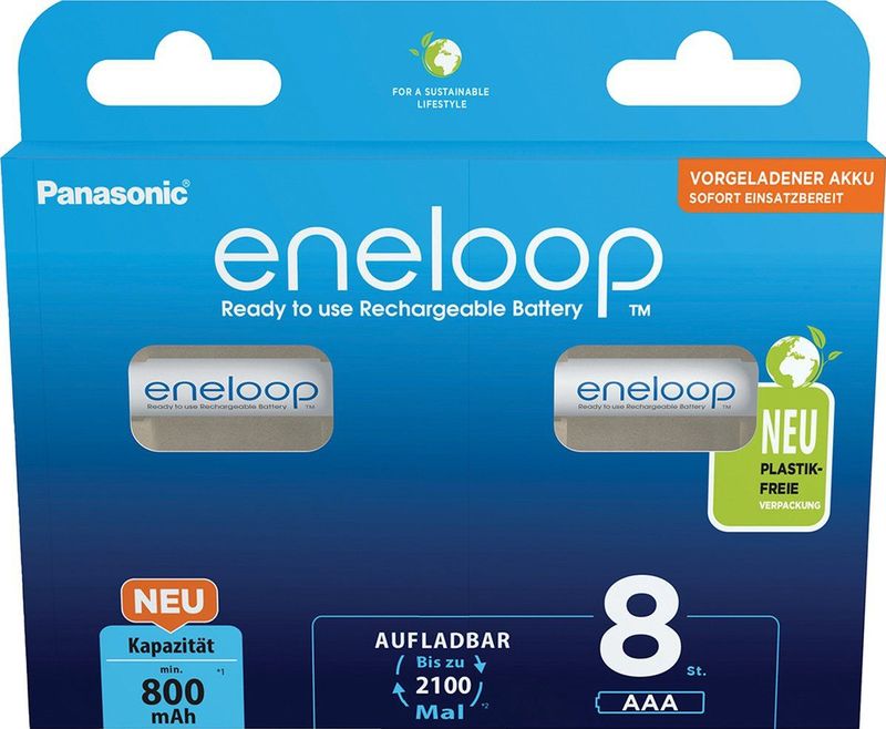 Panasonic - Eneloop - Oplaadbare Batterij - Micro AAA - 800mAh - Verpakking van 8