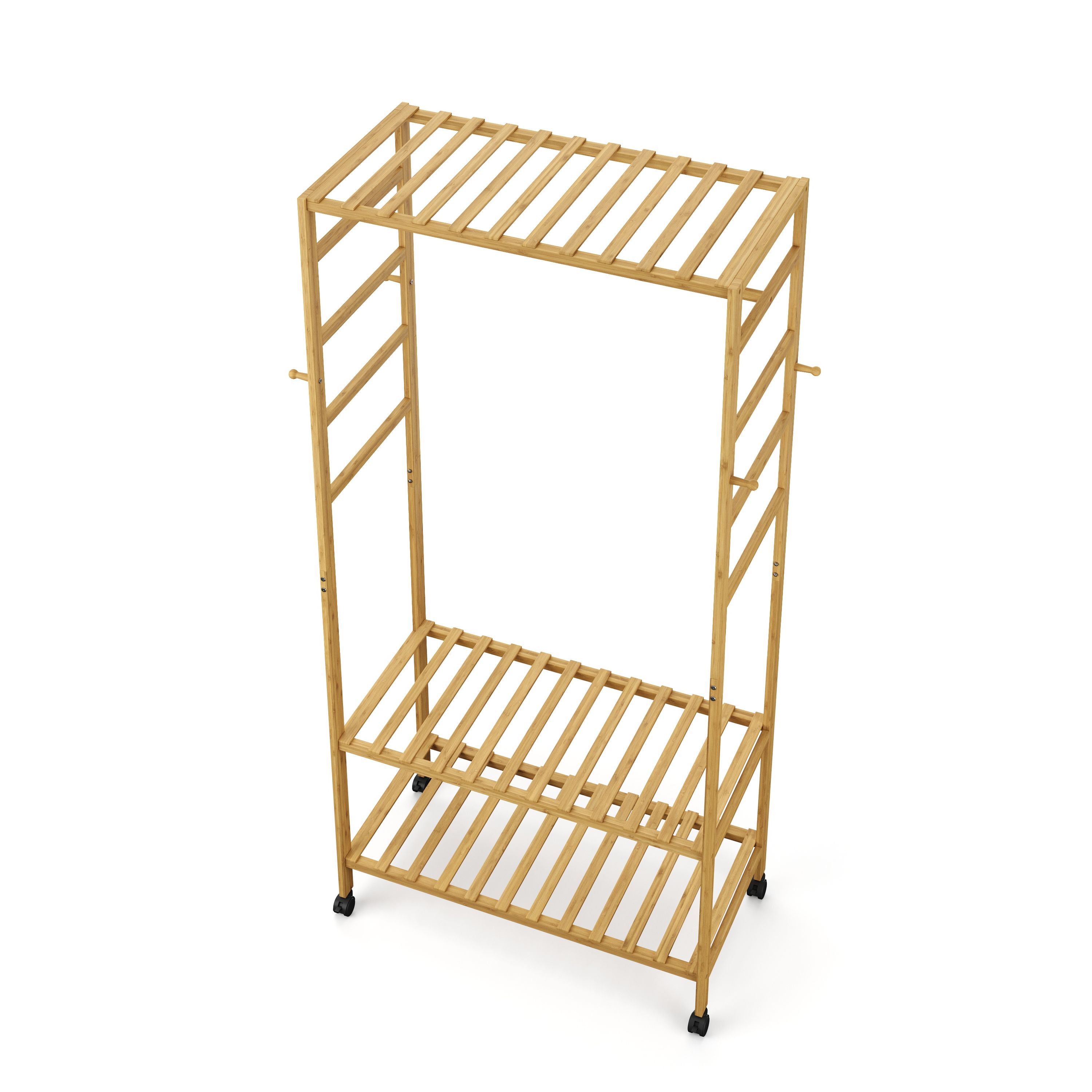 Garderobe auf Rollen Bambus ASTRID 79 x 169 cm natur