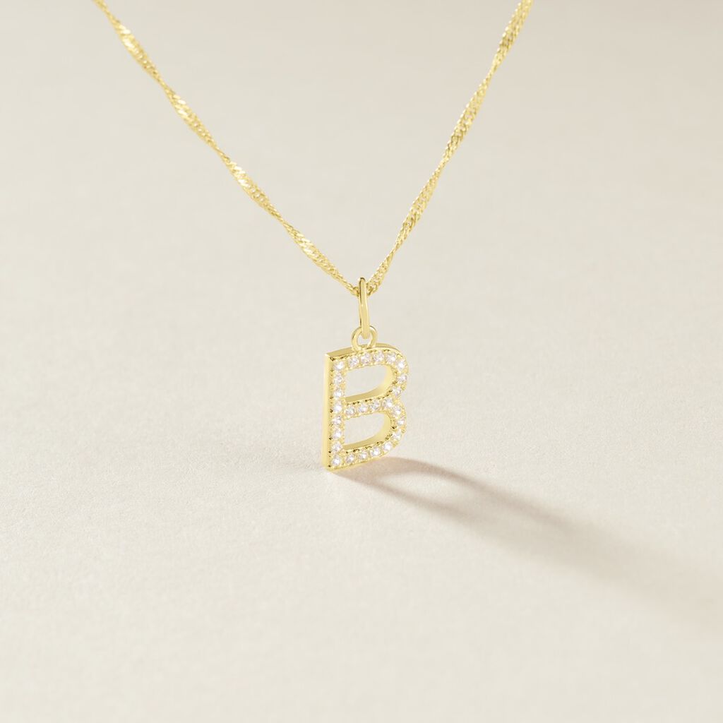 Pendentif Lettre B Or Jaune Oxyde