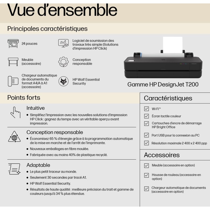 HP Designjet Imprimante T230 24-pouces Édition 2025