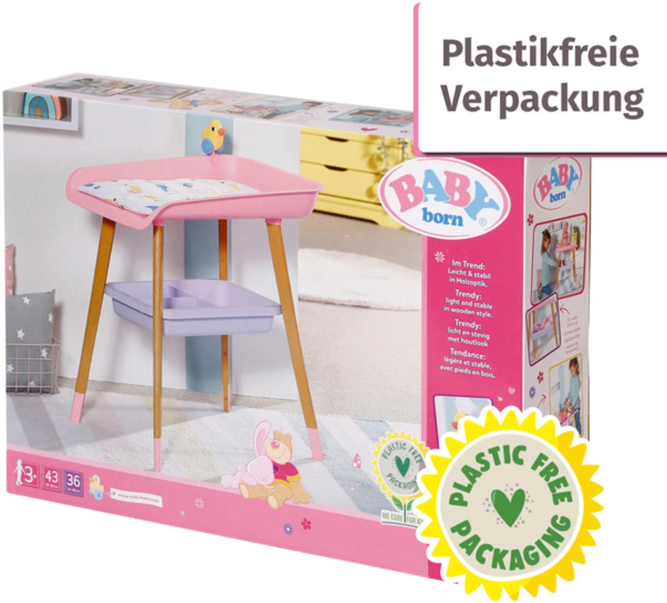 Baby Born Puppenwickeltisch mit Wickelauflage und Tuchhalter