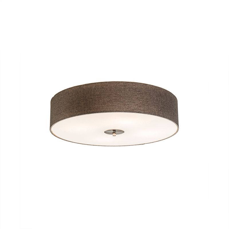 Landelijke plafondlamp taupe 50 cm - Drum Jute