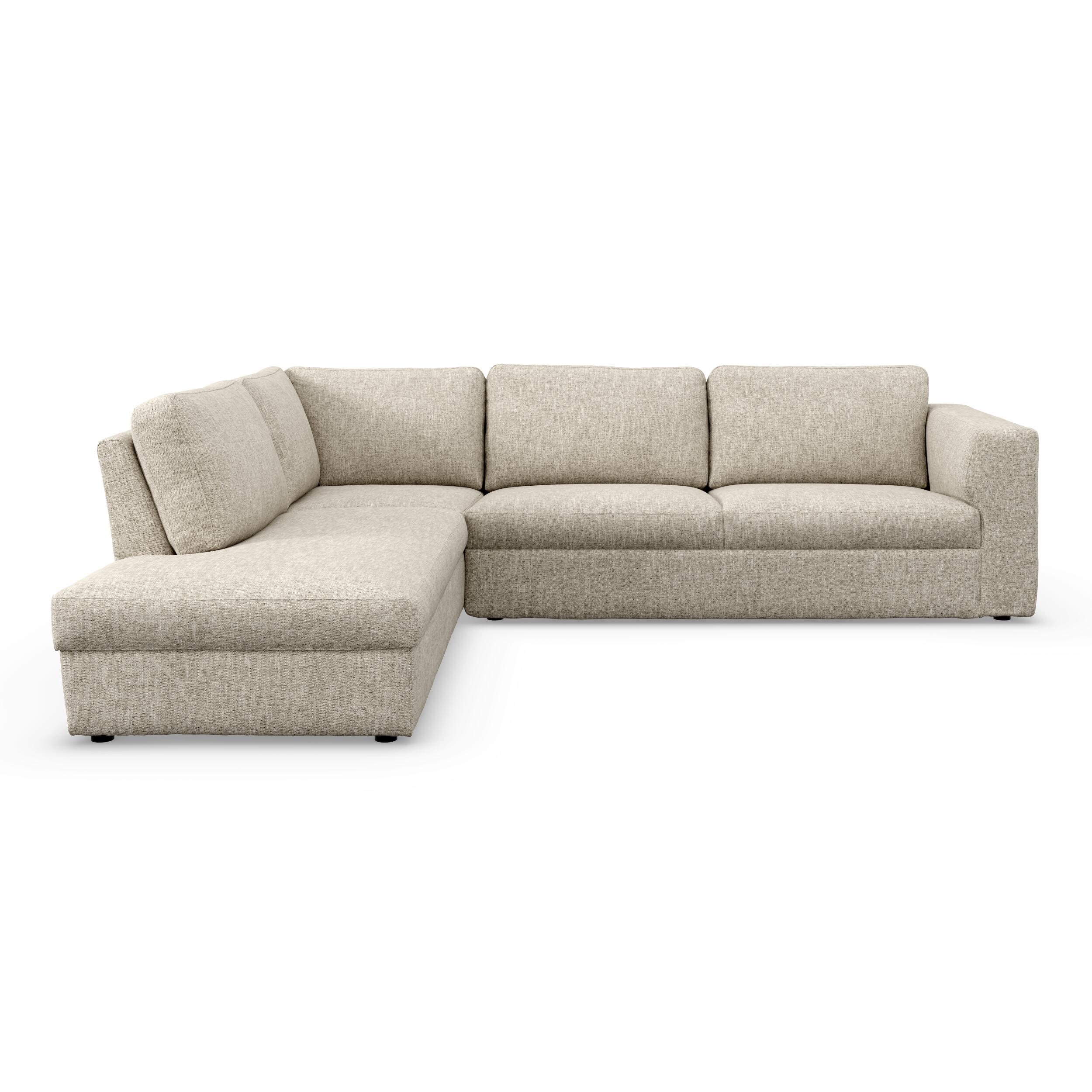 Lean venstrevendt hjørnesofa med pufafslutning