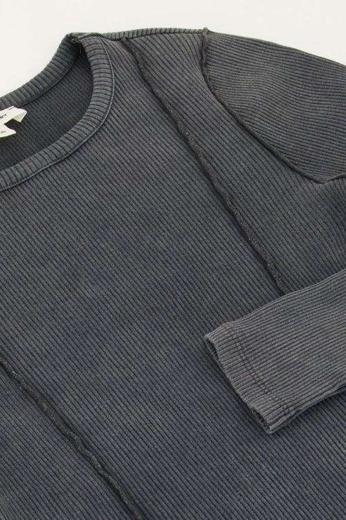 Grijze top met rib en babylock