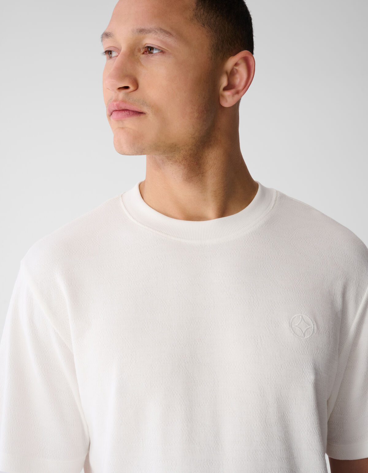 Spark Structuur T-shirt Gebroken Wit