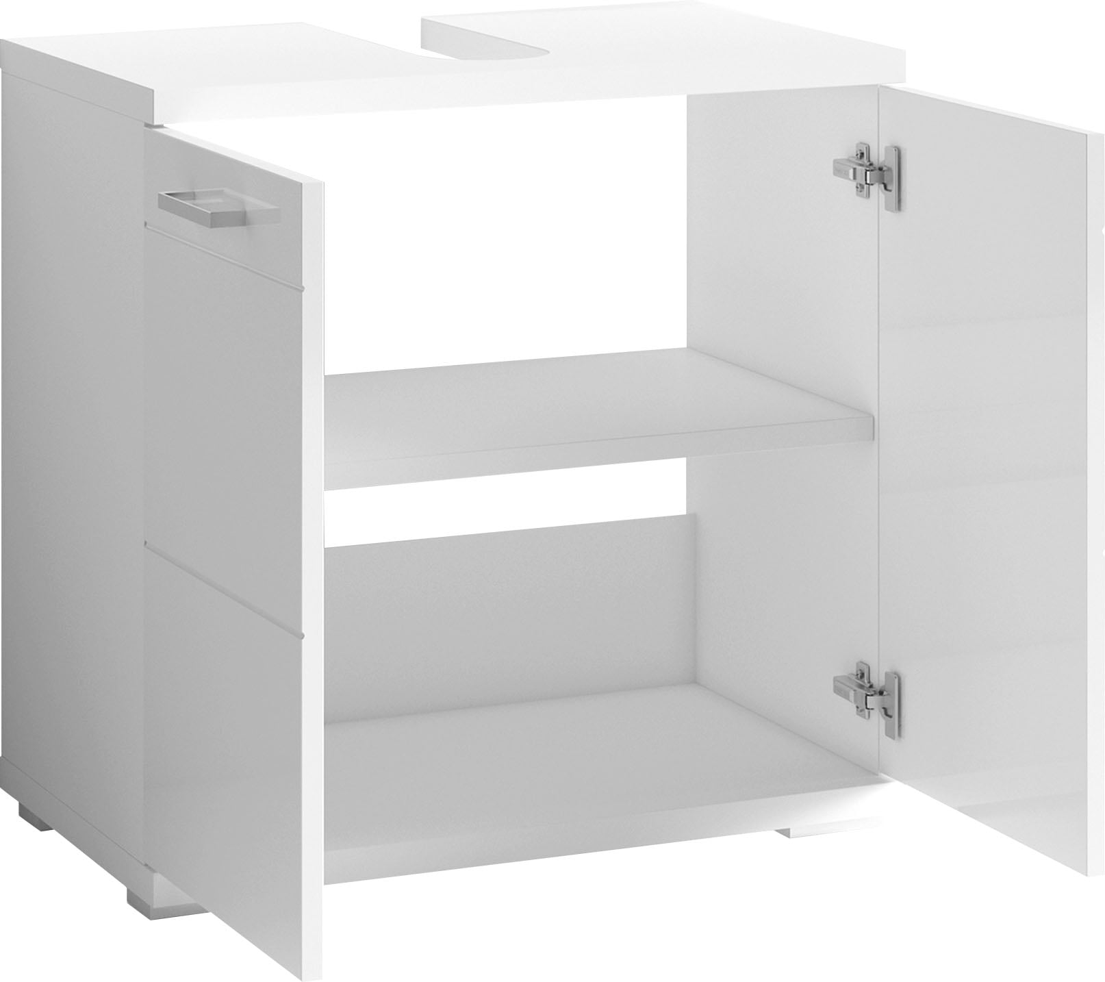 byLIVING Waschbeckenunterschrank »Nebraska« Breite 60 cm, mit Hochglanzlackierung und verchromten Metallgriffen