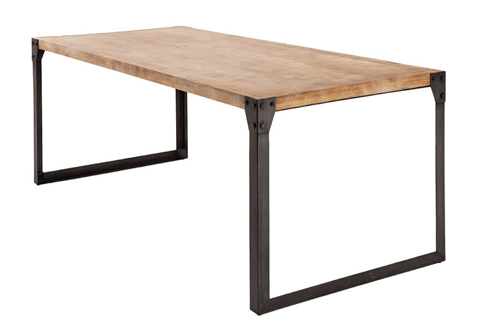 Industrial Design Esstisch FACTORY 200cm Akazie teak-grau weiß gekälkt Metallbeine Kufe