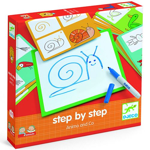 Djeco tekenkaarten step by step dieren DJ08319