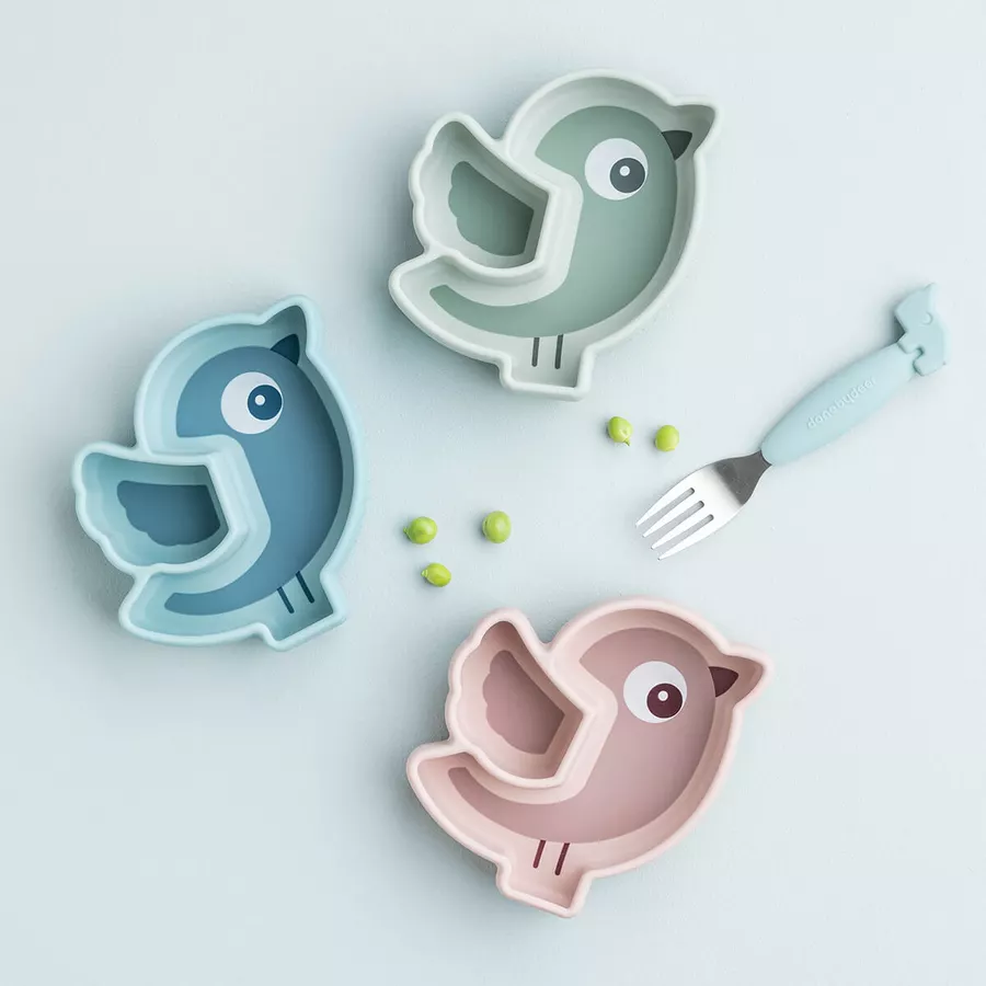 Done by Deer™ Snackteller Silikon Stick&Stay in Birdee Blau