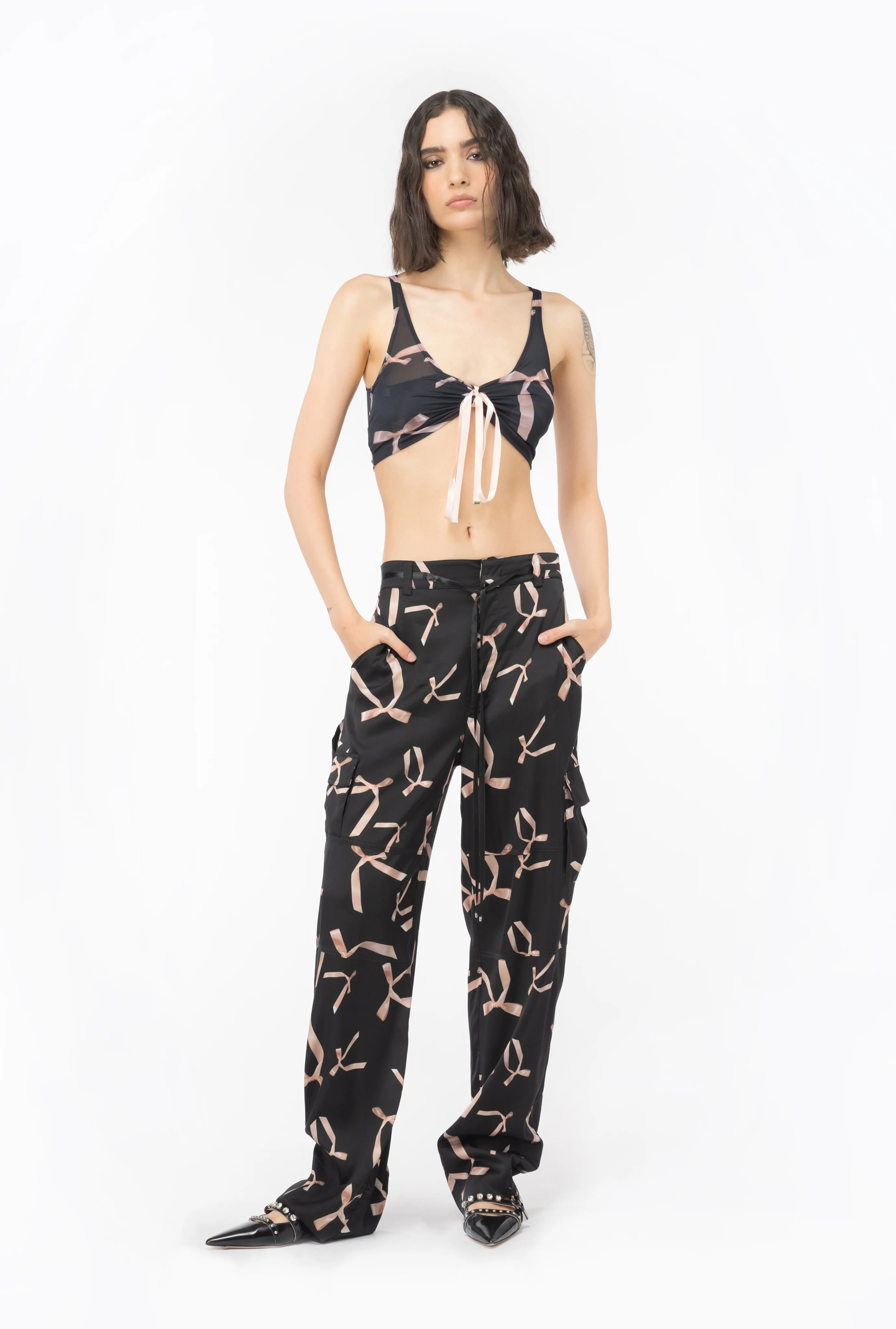 Crop top imprimé nœuds reimagine pinko by patrick mcdowell | Multicolore