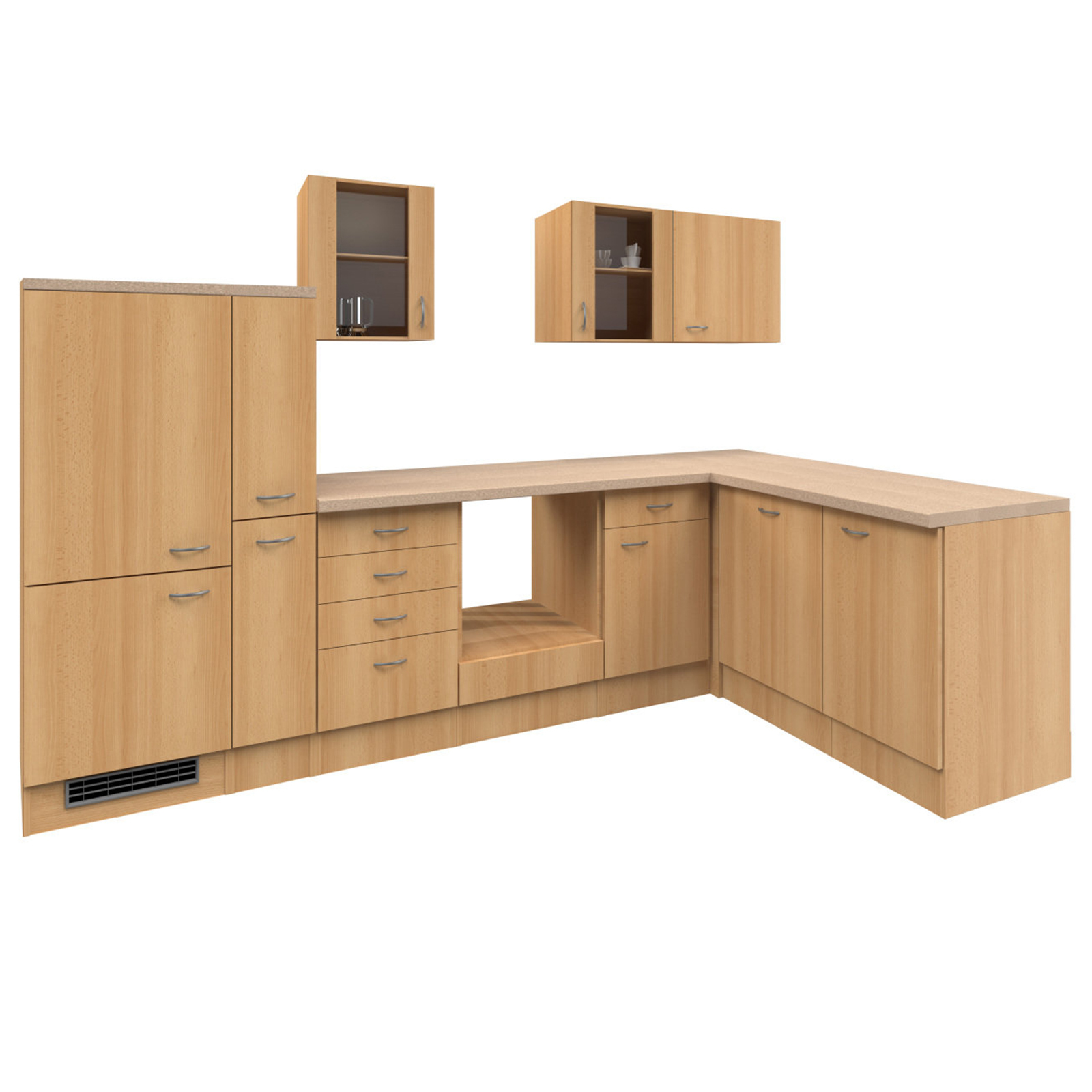 Winkelküche NANO - Buche- 310x170 cm