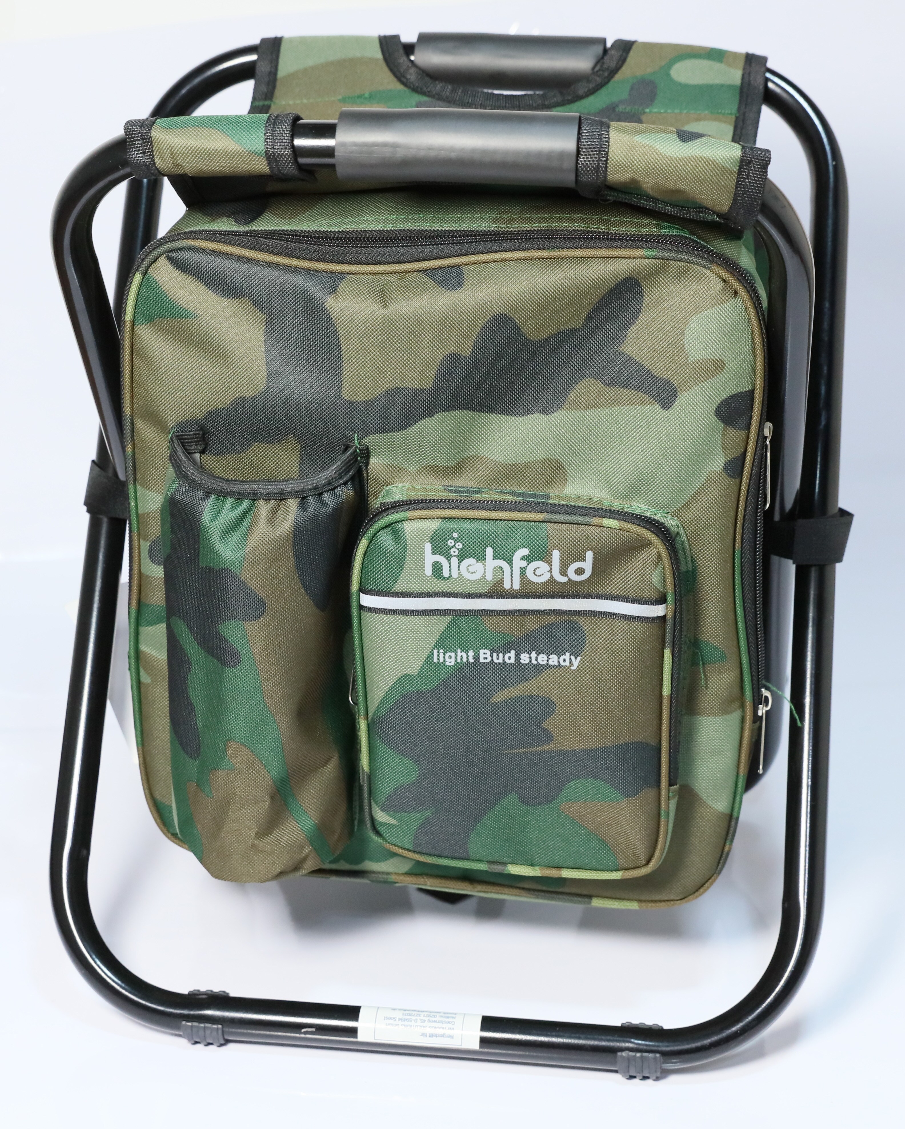 highfeld® Sitzrucksack Ansitzrucksack mit Hocker camouflage Campinghocker Angelhocker Falthocker