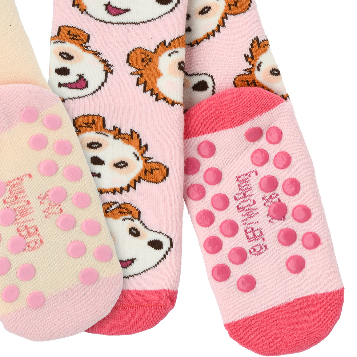 Topolino 2 Paar Bobo Siebenschläfer Stoppersocken rosa / creme
