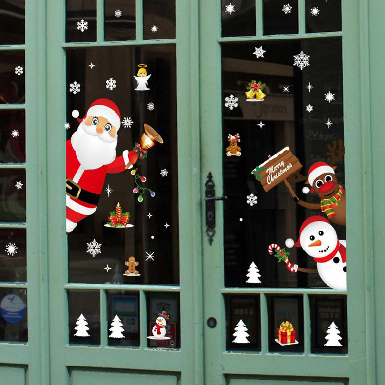 Weihnachts Fenster Folien Aufkleber Christmas Home Deko Fenster Sticker - Merry Christmas