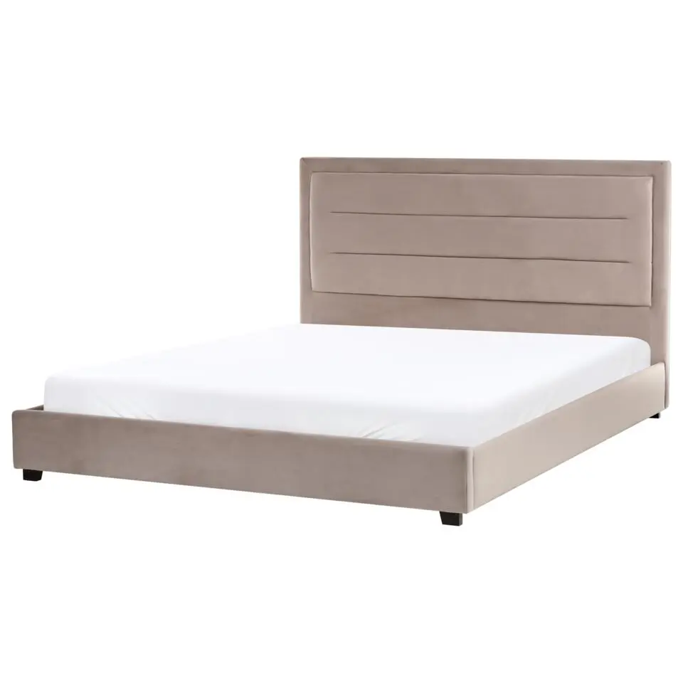ROUEN - Tweepersoonsbed - Taupe - 180 x 200 cm - Fluweel