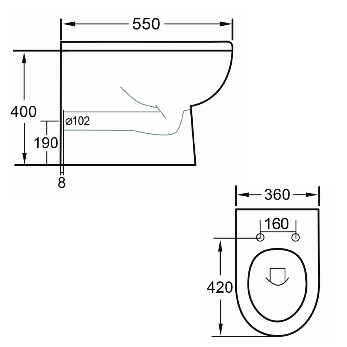 Eastbrook Dura staande randloze toiletpot wit glans
