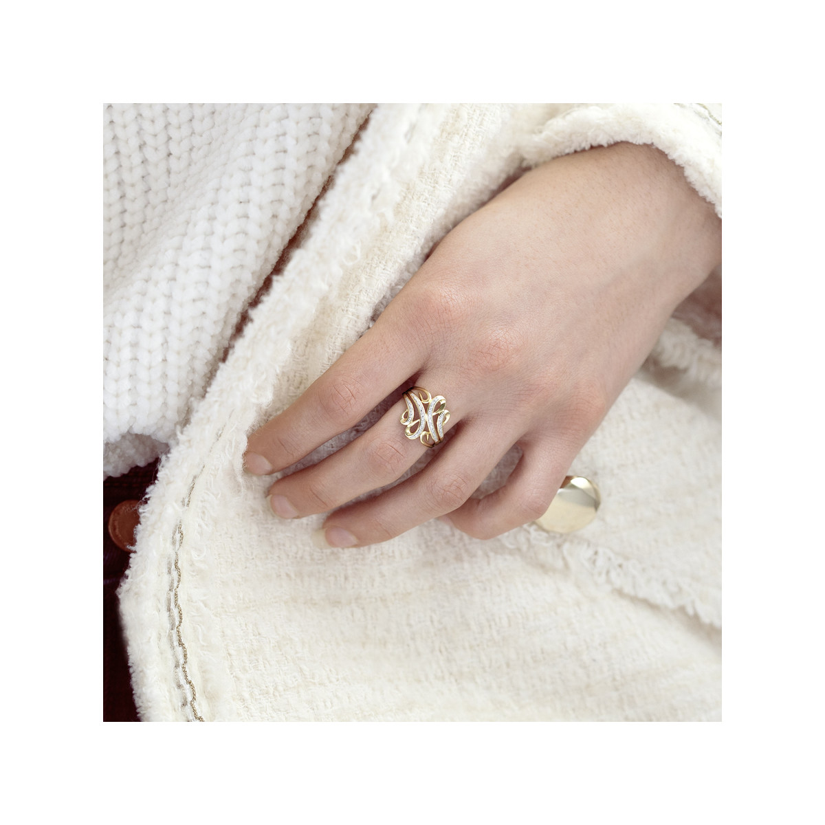 Bague or 375 2 tons diamants