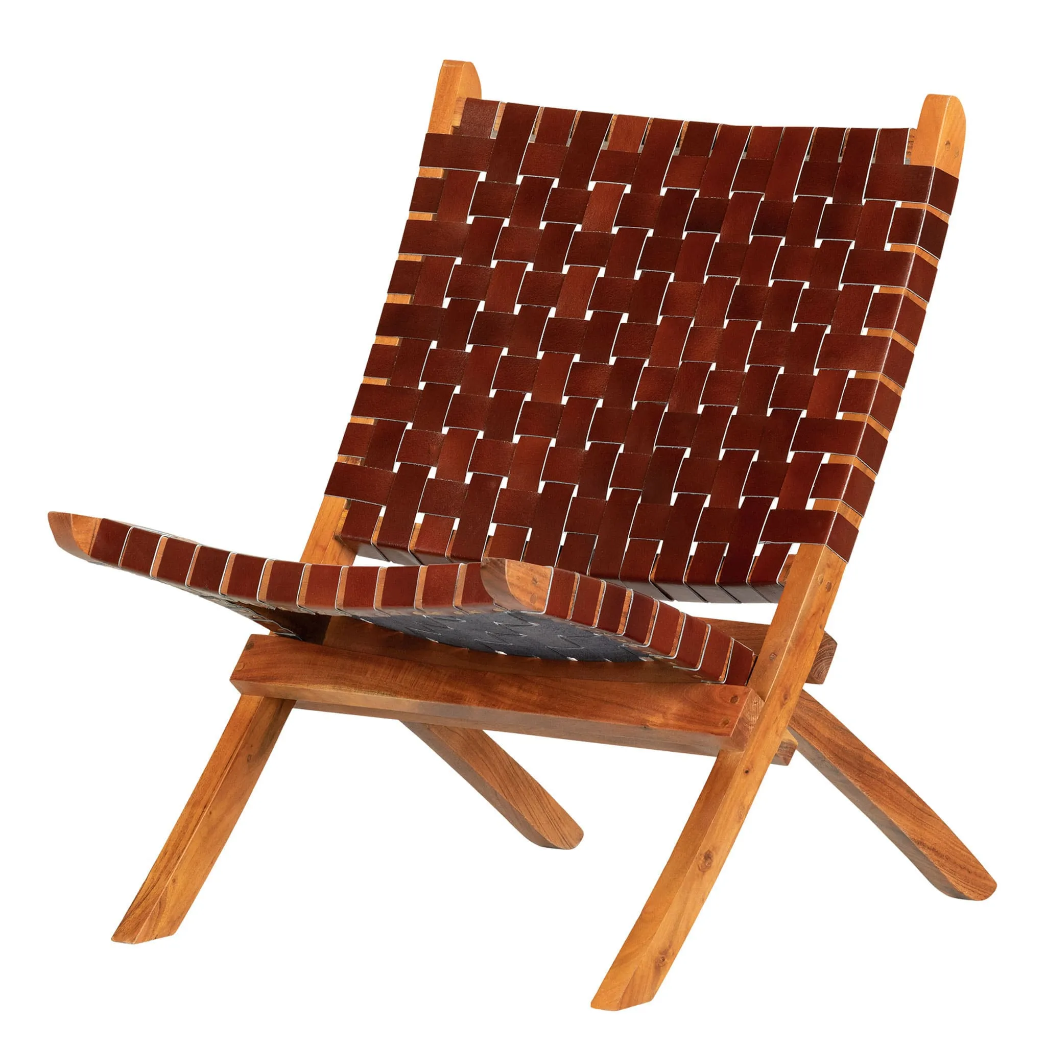 South Shore Fauteuil en Cuir Tressé Balka - Brun