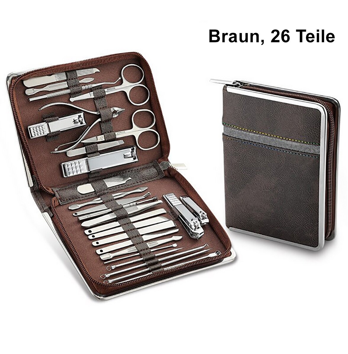 TPFBeauty Maniküre- & Pediküre-Set 26-teilig aus Kunstleder - Schwarz