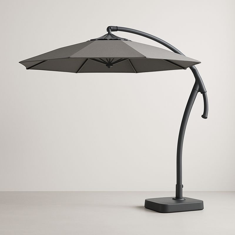 Freistehender Sonnenschirm Rund 300cm Stahl Grau