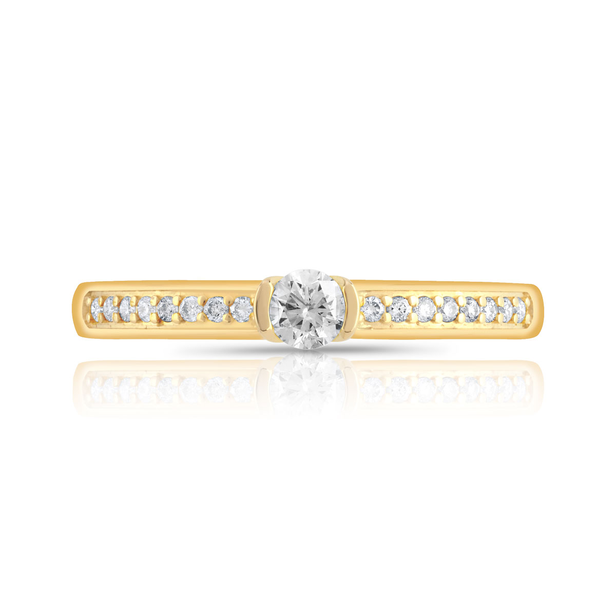 Bague solitaire or 750 jaune diamant 20/100e de carat
