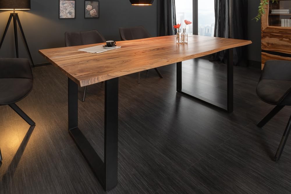 riess-ambiente.de Massivholz Esstisch Mammut 180cm Wild-Akazie Industrial Design 2,6cm Tischplatte
