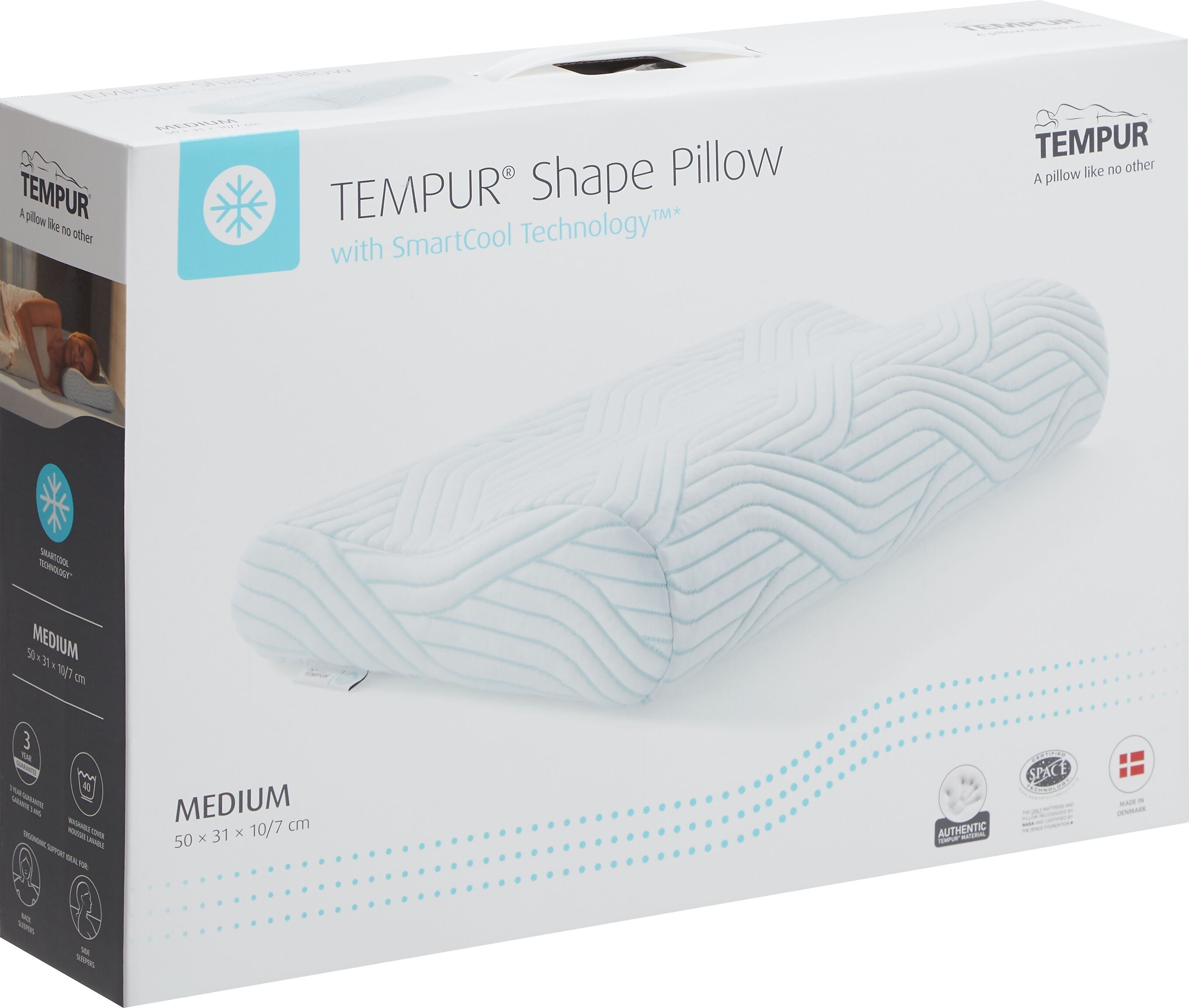 TEMPUR SHAPE Nackenstützkissen - Weiss / T: 31.0 cm x B: 50.0 cm x H: 10.0 cm