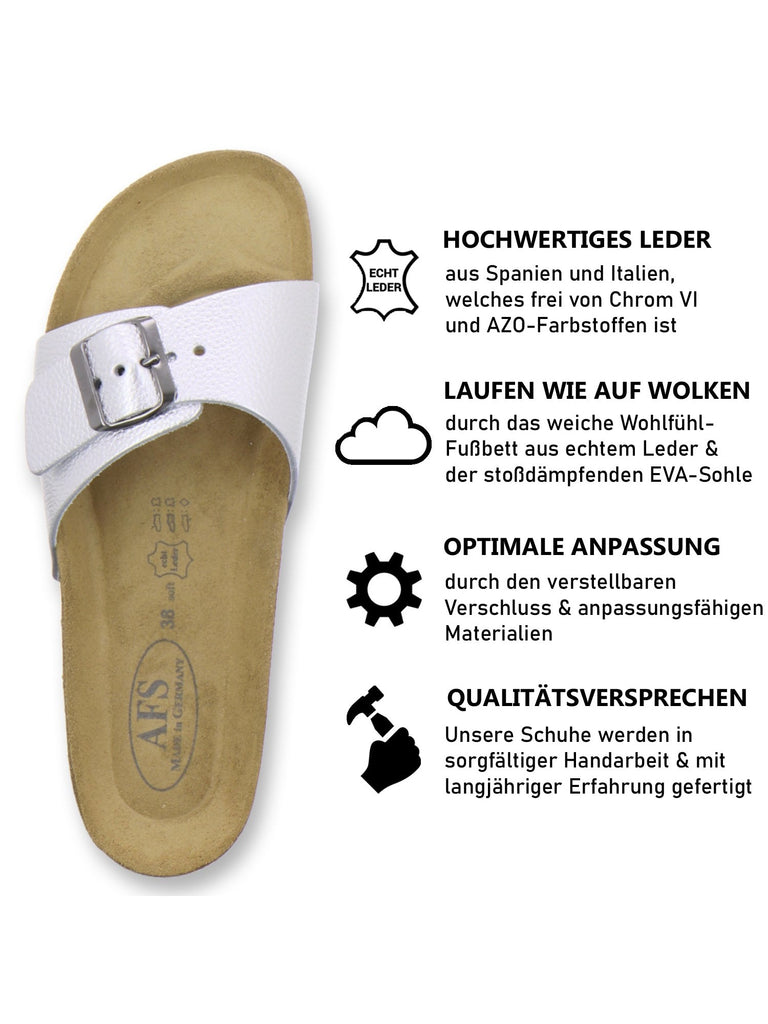 modische Pantoletten Damen silber Lack