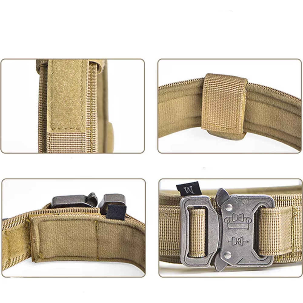 (Gr. M) 33-43cm Taktisches Hunde Halsband Verstellbares Haustier Accessoire mit Kontrollgriff - Khaki