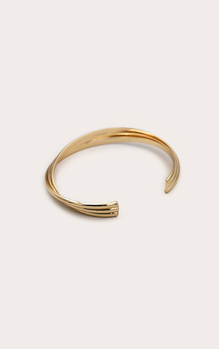 Doré Bracelet Jonc Torsadé À Nervure