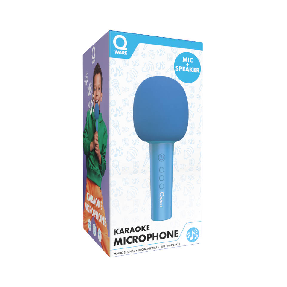 Qware karaoke microfoon + speaker - blauw