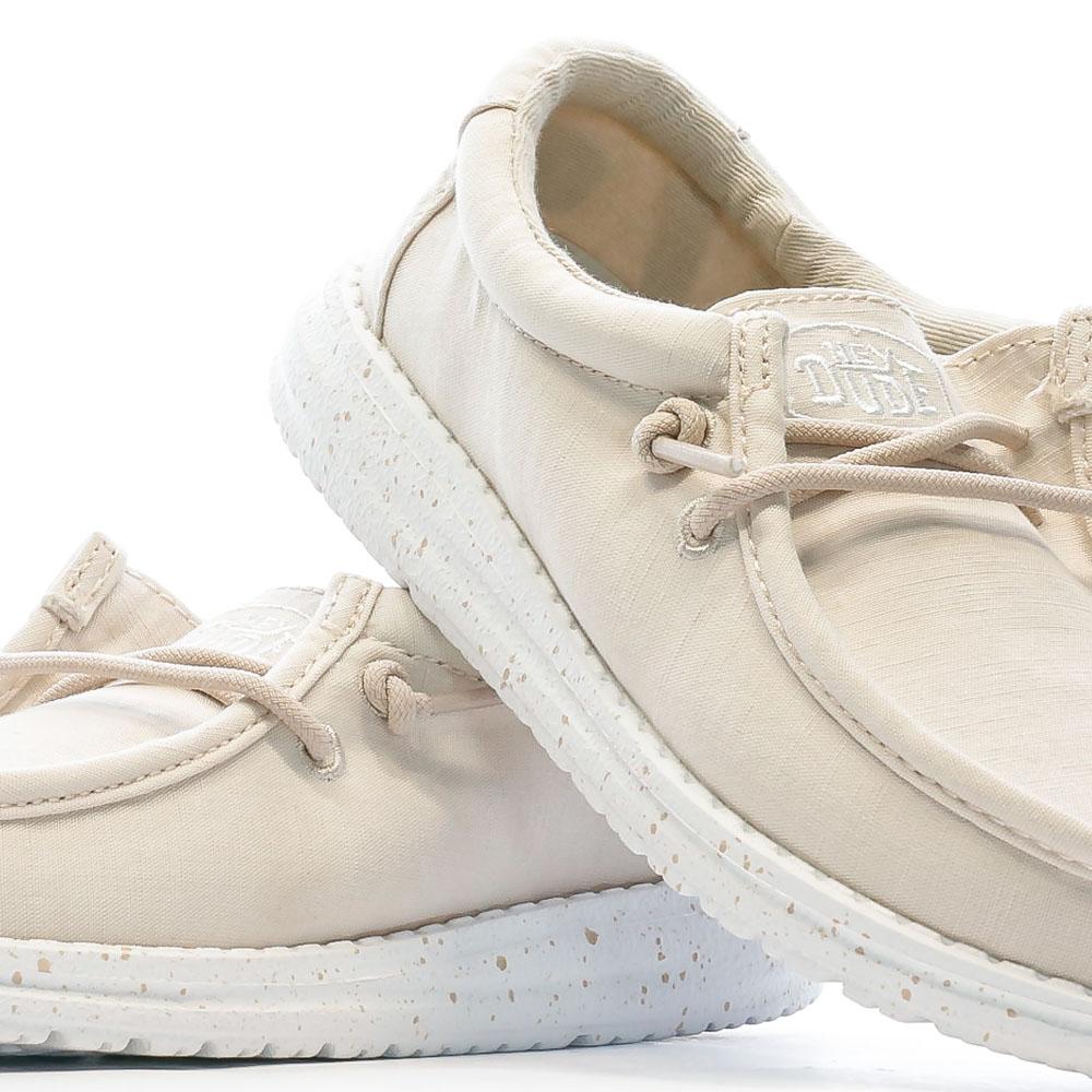 Hey Dude Chaussures Beige Fille Hey Dude Wally Youth Slub Canvas