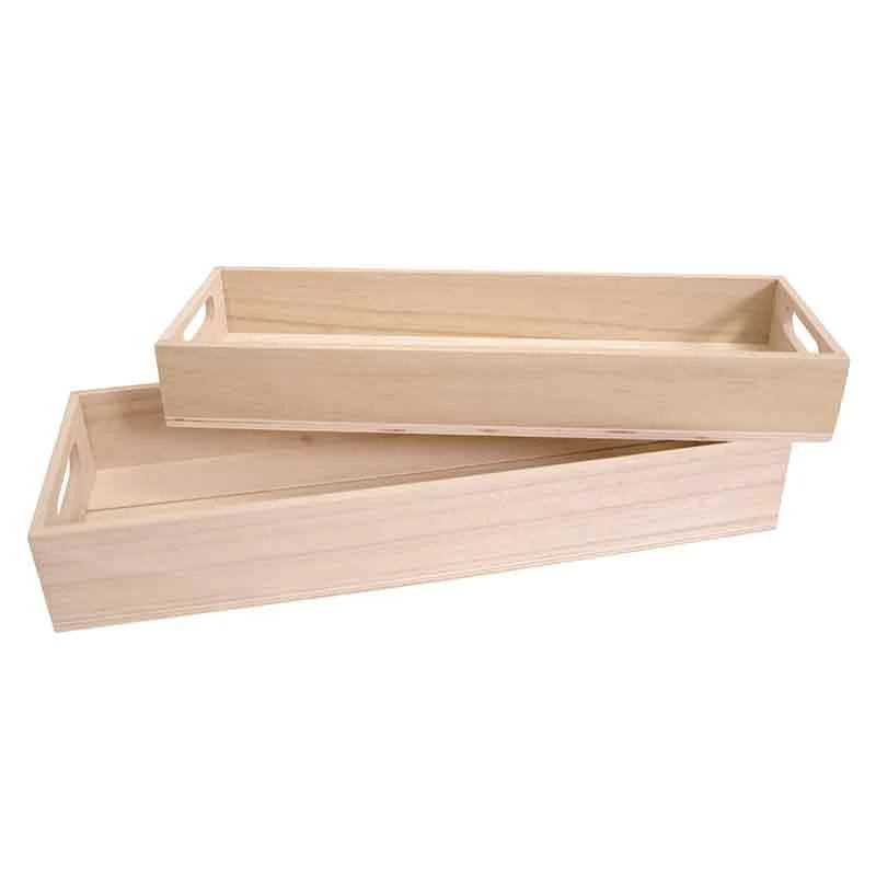 Set de 2 plateaux rectangulaires en bois - 40 x 15 x 6 cm + 37 x 12 x