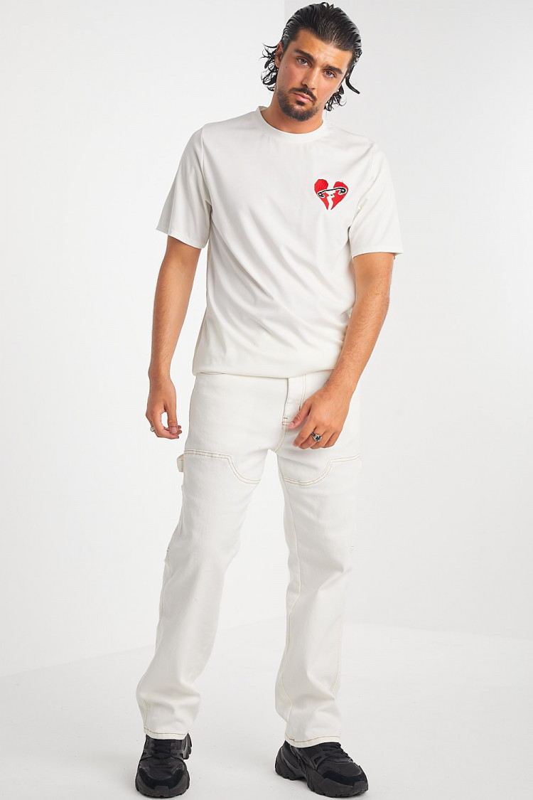 T-shirt blanc coeur brisé