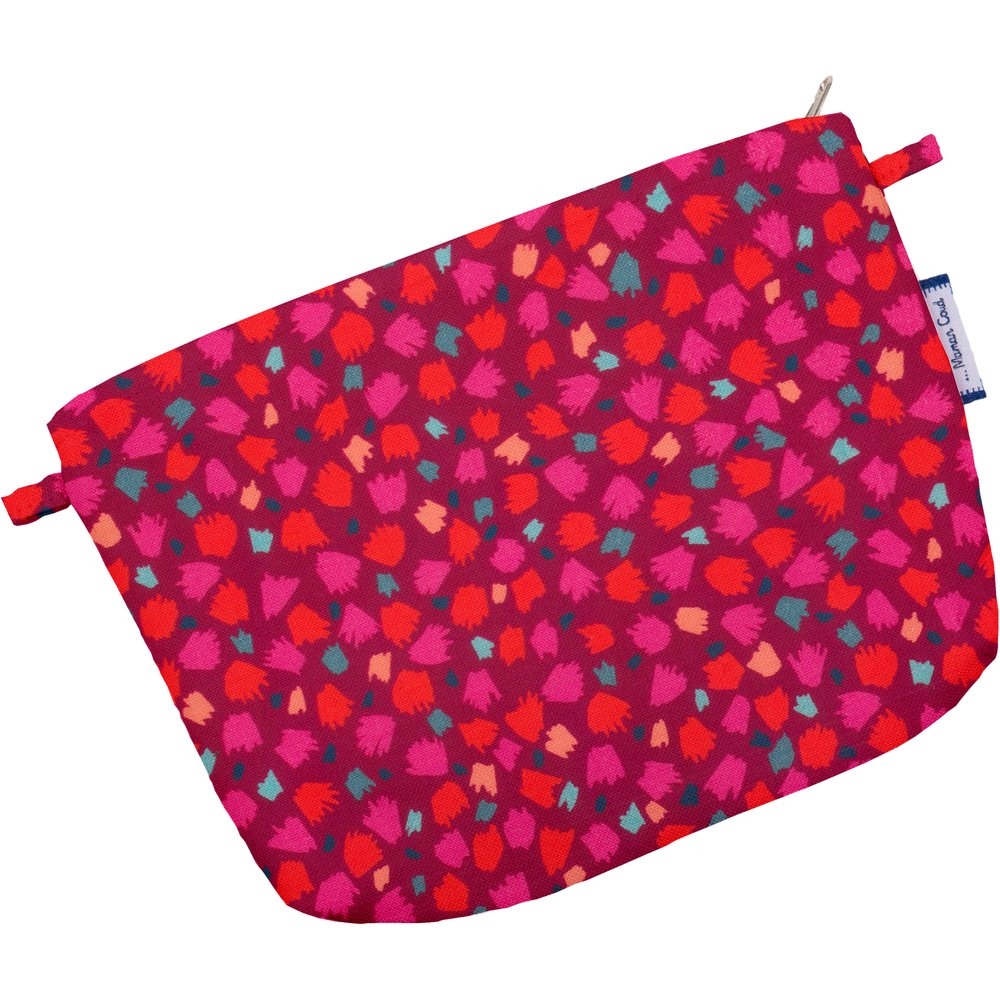 Mini Pochette Tissu Pompons Cerise