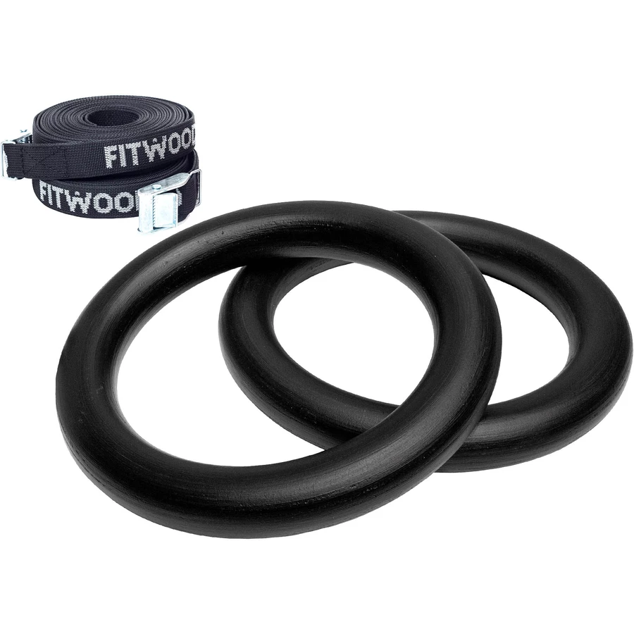 Fitwood ULPU MINI Turnringe, schwarz - schwarze Riemen