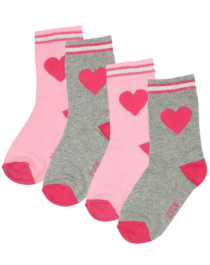Socken PINKES HERZ 4er-Pack in pink/graumeliert