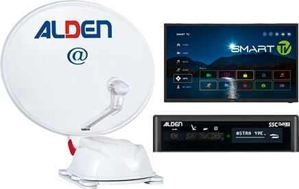 Alden Onelight@ 60 HD EVO vollautomatische Satellitenanlage Ultrawhite inklusive S.S.C. HD Steuermodul / LTE Antenne / Smartwide LED TV 24 Zoll