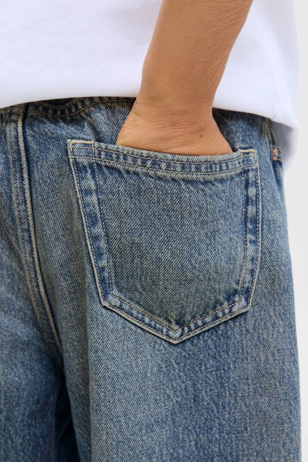 JACK & JONES JUNIOR high waist wide leg jeans medium blue denim